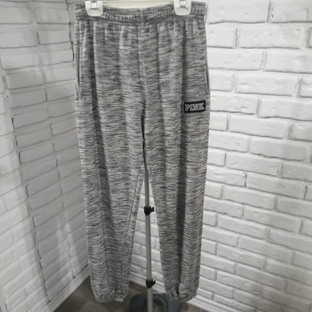 Pink Victoria's Secret Grey & Black Size XS Ladies Elastic & Tie Waist Joggers